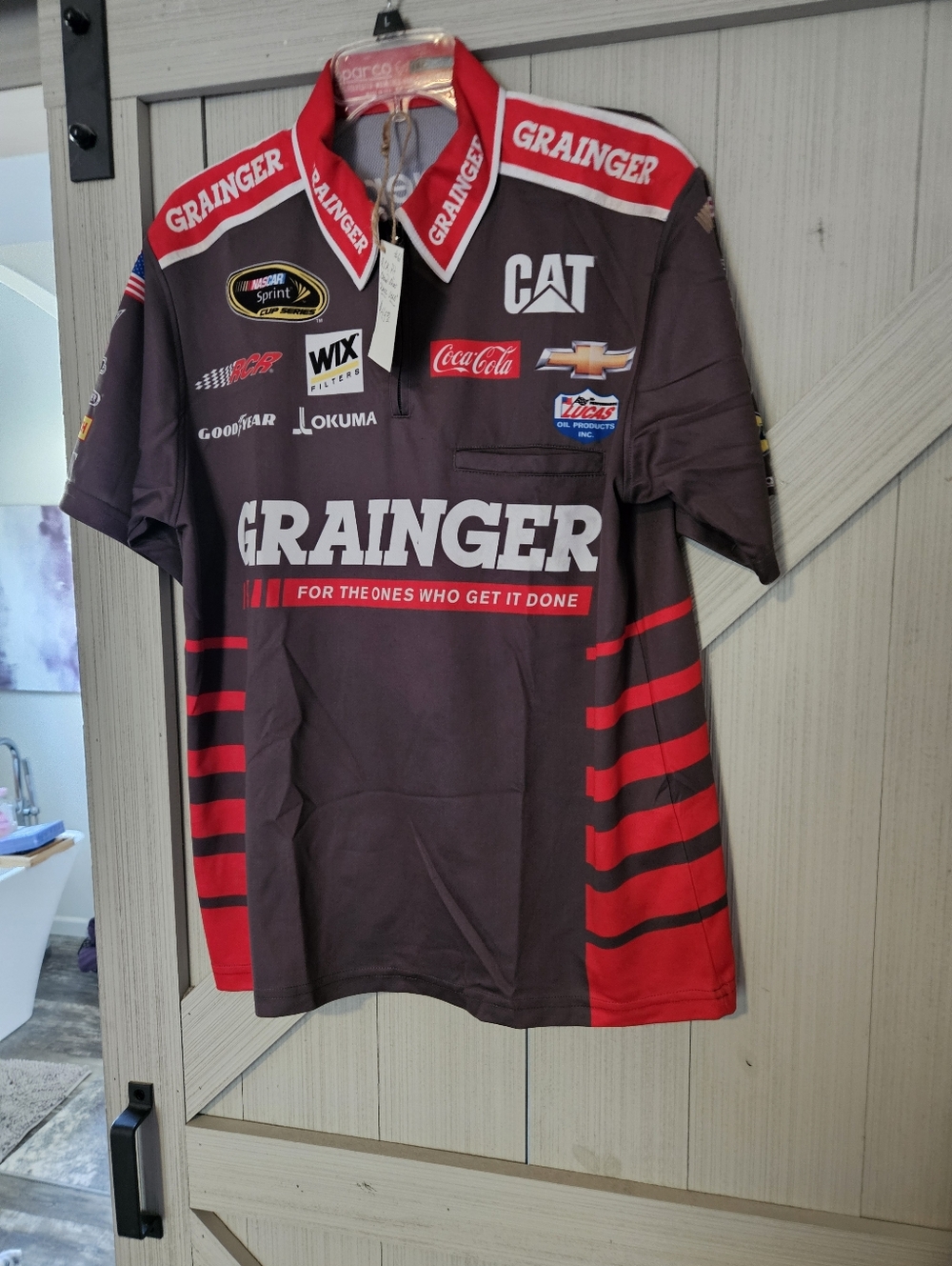 Grainger (RCR) Racing Polo Shirt in Brown and Red Pit Crew Sz M $30